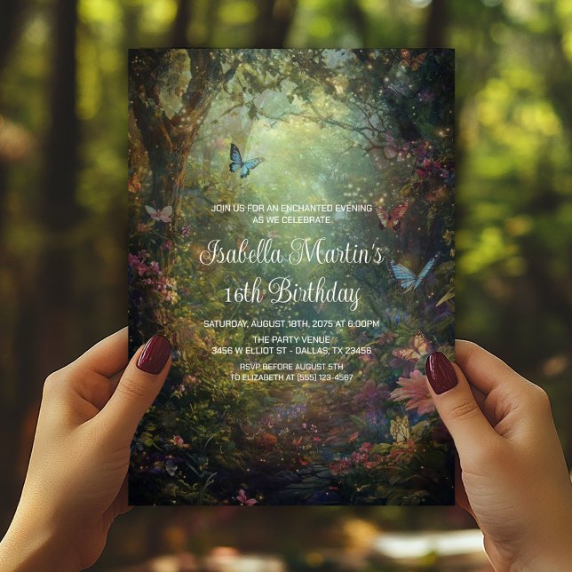 Whimsical Butterfly Garden Enchanted Any Event Invitation (Butterfly forest garden any event, birthday, prom, etc., invite. Simply add your event details.)