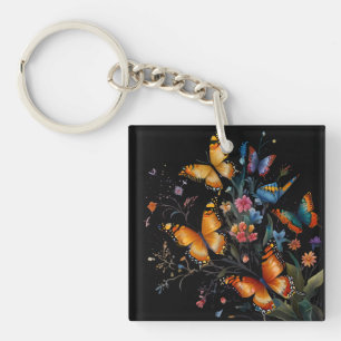 Whimsical Butterfly Garden Key Ring