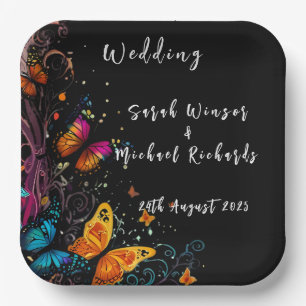 Whimsical Butterfly Garden Postcard Paper Plate