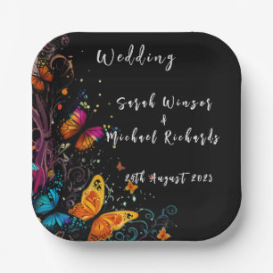 Whimsical Butterfly Garden Postcard Paper Plate