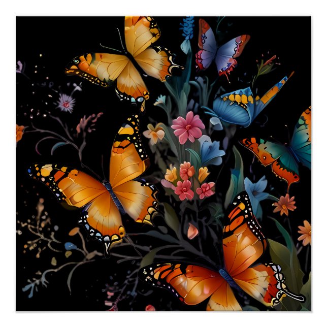Whimsical Butterfly Garden Poster (Front)