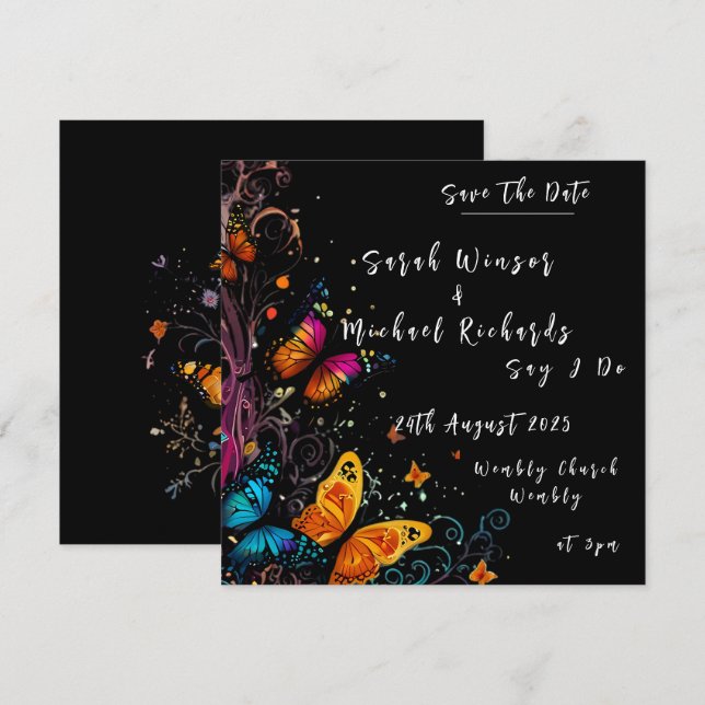 Whimsical Butterfly Garden Wedding Invitation (Front/Back)