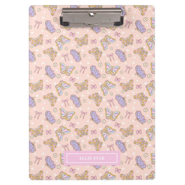 Whimsical Butterfly Girl Personalised Clipboard (Front)