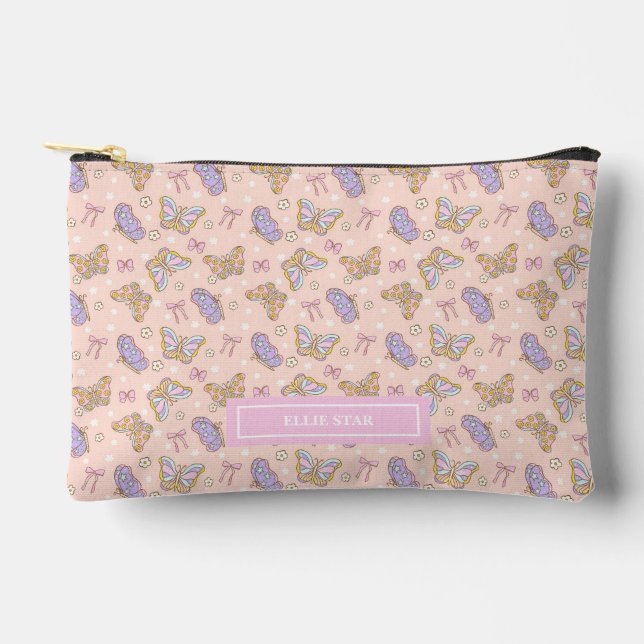Whimsical Butterfly Girl Personalised Cosmetic Bag (Front)