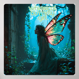Whimsical Butterfly Girl Poster