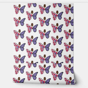Whimsical Butterfly Girl Wallpaper Floral Fairy