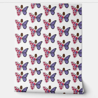 Whimsical Butterfly Girl Wallpaper | Floral Fairy