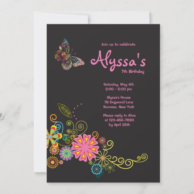 Whimsical Butterfly Invitation (Front)