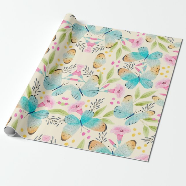 Whimsical  Butterfly  Planner Notebook Wrapping Paper (Unrolled)