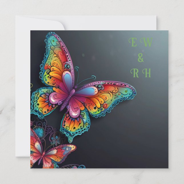 Whimsical Butterfly Romance Wedding Invitation (Back)
