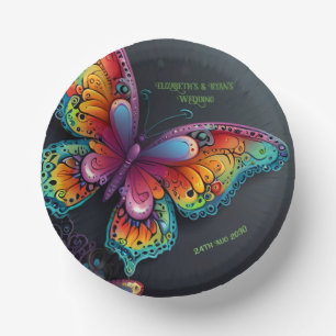 Whimsical Butterfly Romance Wedding Invitation Paper Plate
