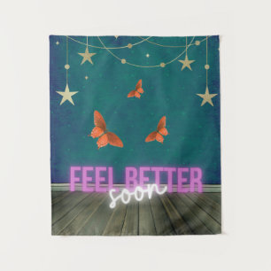Whimsical Butterfly Scene Get Well Soon  Tapestry