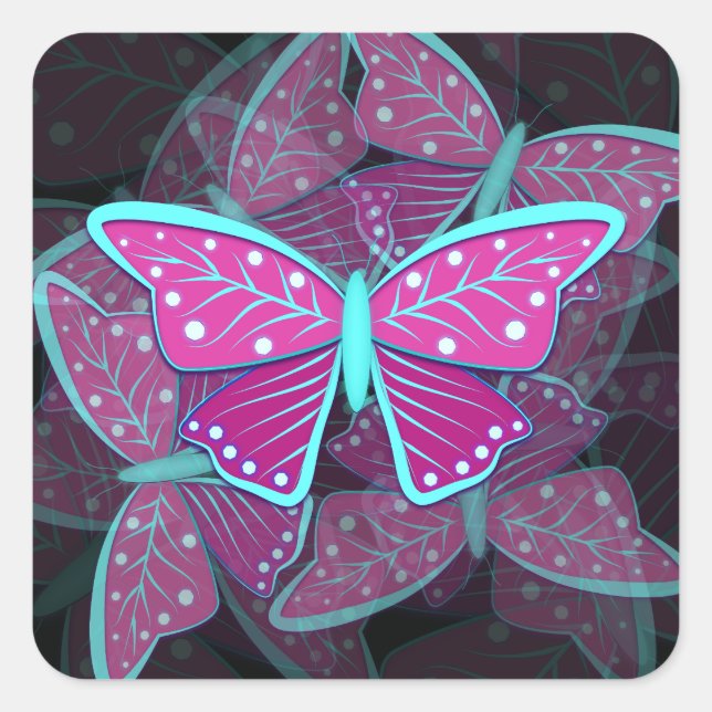 Whimsical Butterfly Square Sticker (Front)