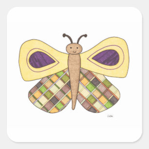 Whimsical Butterfly Sticker-Erin Brie Art Square S Sticker