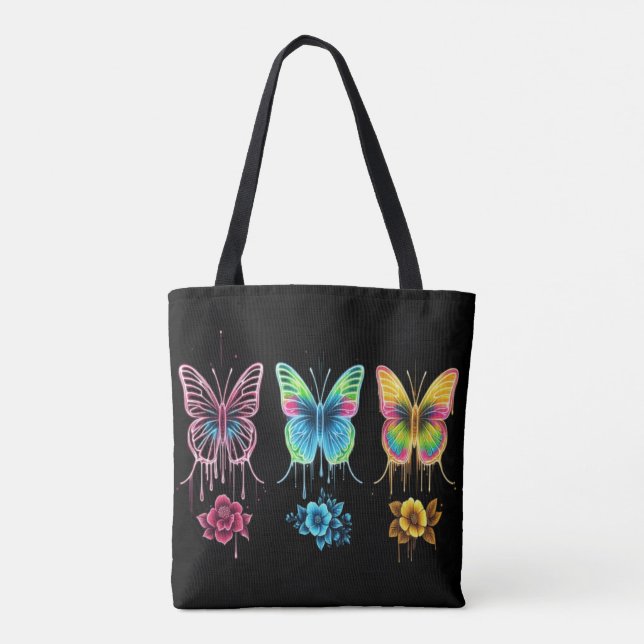 Whimsical Butterfly Symphony: Vibrant Colours  Tote Bag (Back)
