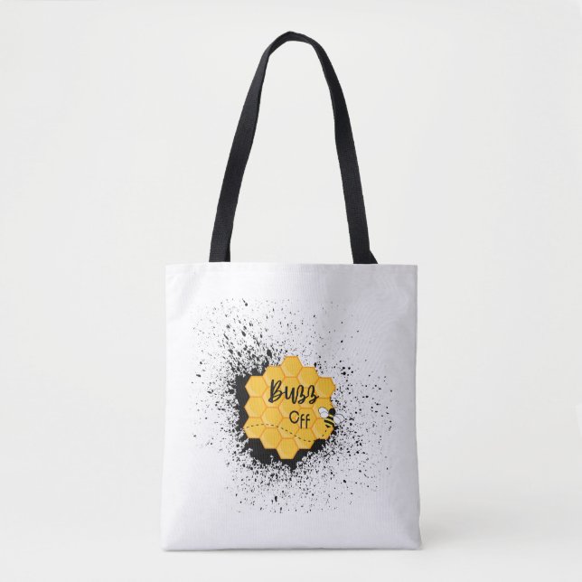 Whimsical "Buzz Off" Bee Tote Bag (Front)