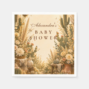 Whimsical Cactus Boho Baby Shower Napkin