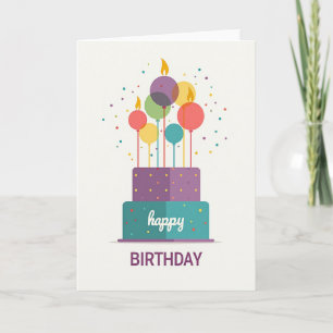 Whimsical Cake And Balloon Birthday Card