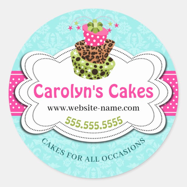 Whimsical Cake Bakery Classic Round Sticker (Front)
