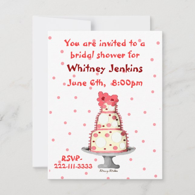 Whimsical Cake Bridal Shower Invitation (Front)