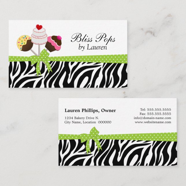 Whimsical Cake Pops Business Card (Front/Back)