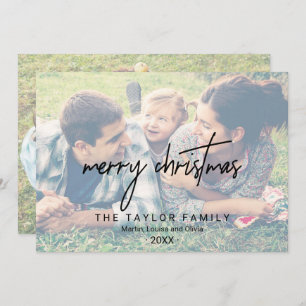 Whimsical Calligraphy   2 Faded Photos Christmas Holiday Card