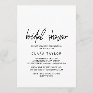 Whimsical Calligraphy Bridal Shower Invitation