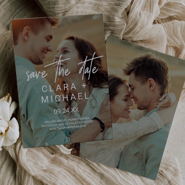 Whimsical Calligraphy | Dark Photo Overlay Save The Date (Creator Uploaded)