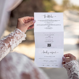 Whimsical calligraphy Elegant wedding Tri-Fold Invitation