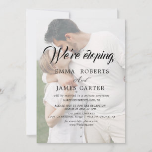 Whimsical Calligraphy   Faded Photo Elopement  Invitation