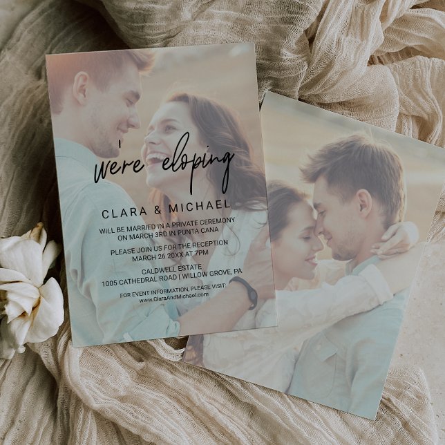 Whimsical Calligraphy | Faded Photo Elopement Invitation (Creator Uploaded)