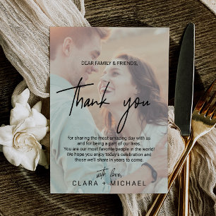 Whimsical Calligraphy   Faded Photo Thank You Card
