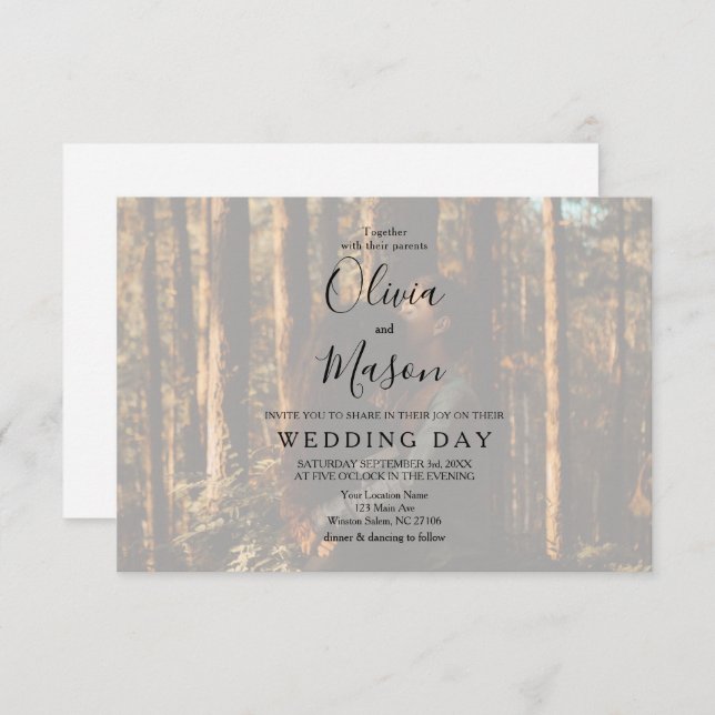 Whimsical Calligraphy | Faded Photo The Wedding Of Invitation (Front/Back)