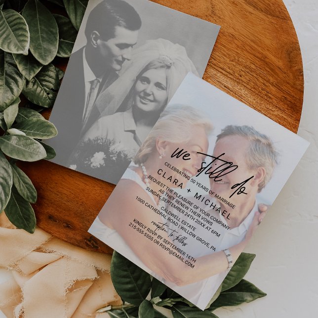 Whimsical Calligraphy | Faded Photo Vow Renewal Invitation (Creator Uploaded)