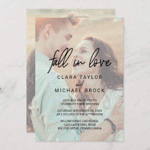 Whimsical Calligraphy Fall In Love RSVP Wedding Invitation