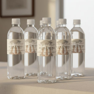 Whimsical Calligraphy Graduation Bow Water Bottle Label