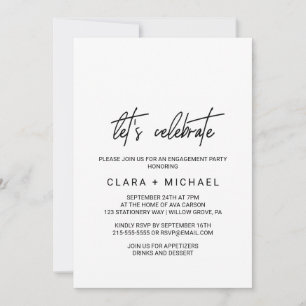 Whimsical Calligraphy Let's Celebrate Invitation