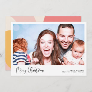 Whimsical Calligraphy Merry Christmas Photo Holiday Card