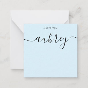 Whimsical Calligraphy Pastel Blue Note Card