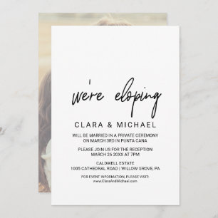 Whimsical Calligraphy   Photo Backing Elopement Invitation