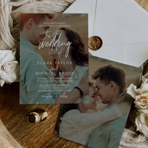 Whimsical Calligraphy Photo Overlay The Wedding Of Invitation