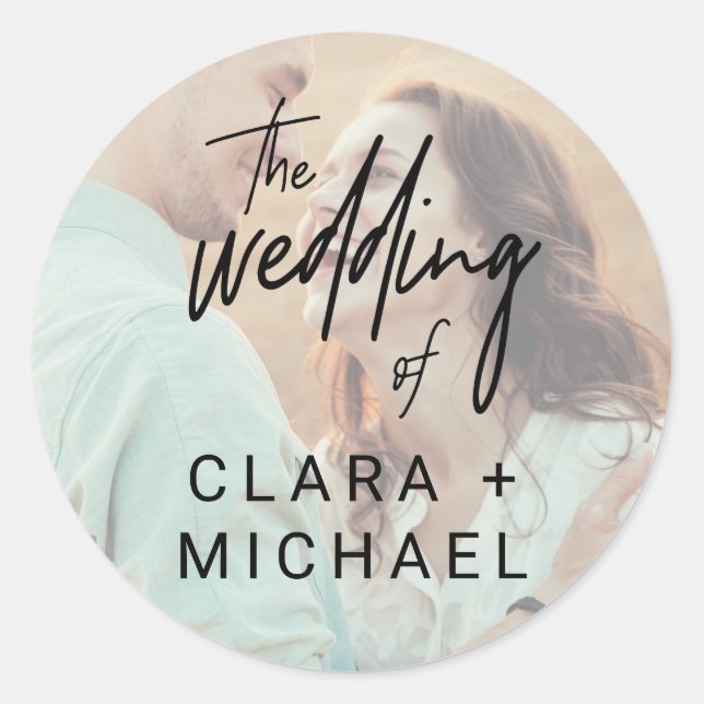 Whimsical Calligraphy Photo Wedding Envelope Seals (Front)