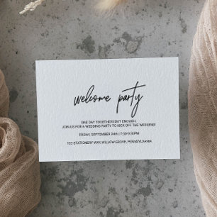 Whimsical Calligraphy Wedding Welcome Party Enclosure Card