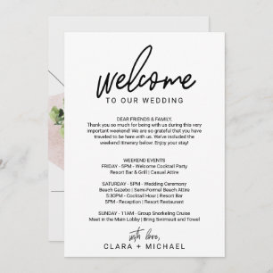 Whimsical Calligraphy Welcome Letter & Map Invitation