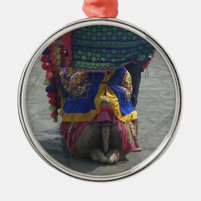 Whimsical Camel Art Print/Graphic Metal Tree Decoration (Front)