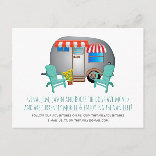 Whimsical Camper Moving Announcement Postcard (Front)