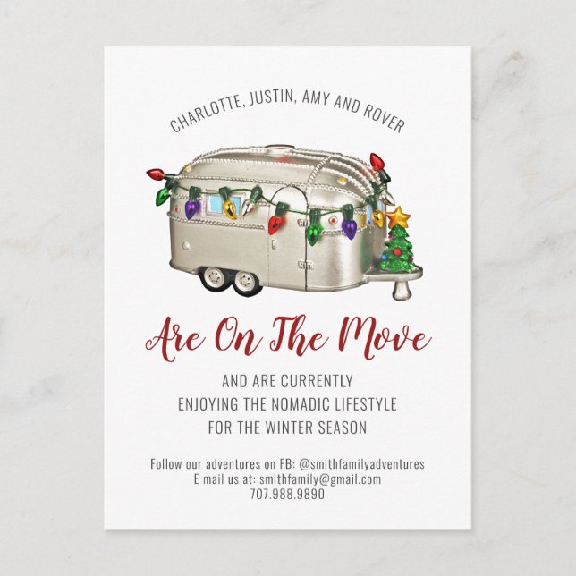 Whimsical Camper Seasonal Moving Announcement (Front)