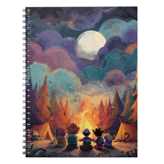 Whimsical Campfire Full Moon Notebook (Front)