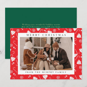 Whimsical Candy Cane Tree 1 Photo Christmas Holiday Card