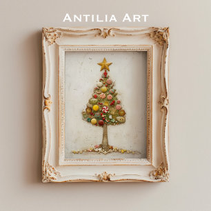 Whimsical Candy Christmas Tree Painting Holiday Poster